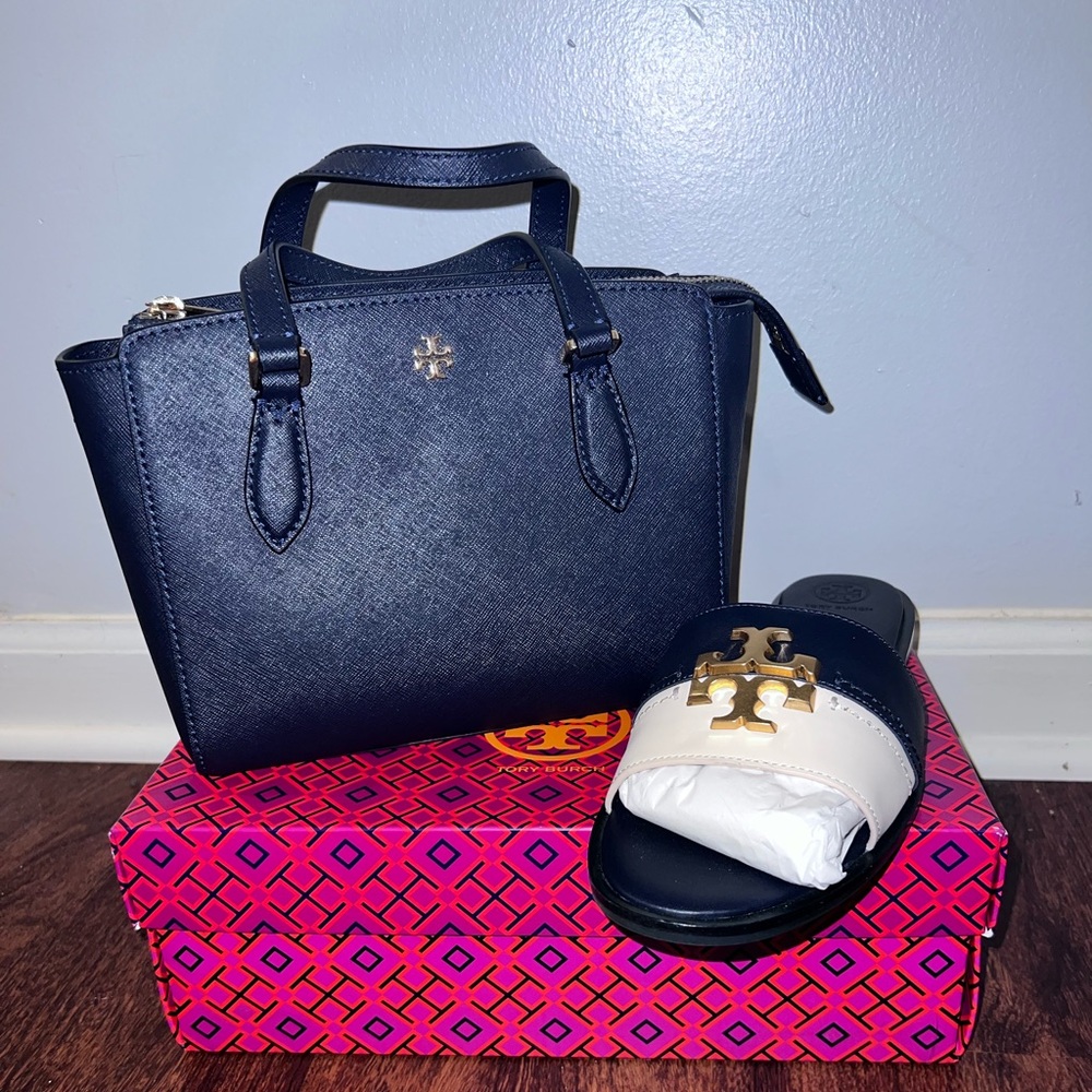 Tory Burch slides and purse set 9.5 shoe size